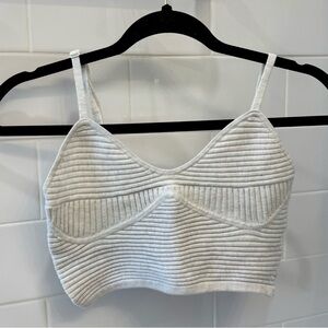 Aerie Ribbed White Tank Top